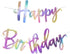 Tatuo Iridescent Happy Birthday Banner Sign, Changeable Garland Bunting Decoration, Silver Party Favor Supplies