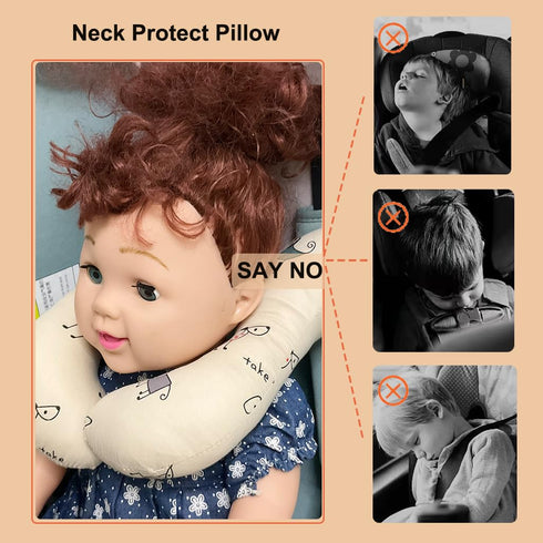 0-2 Baby Neck Pillows, Comfortable Baby Travel Head Neck Support for Car Seat Stroller Pushchair, Soft PP Cotton Travel