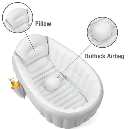 PandaEar Inflatable Baby Bathtub, Collapsible Portable Tub for Kids 6-12 Months, Travel Baby Bath Tub