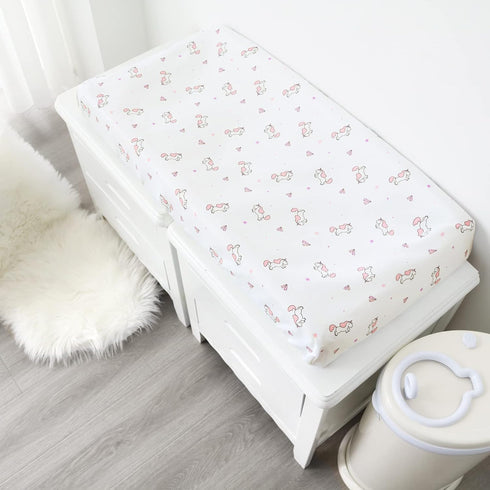 Changing Pad Cover for Girls 4 Pack, Comfy & Breathable Changing Table Cover for 32''x16" Changing Table Pads