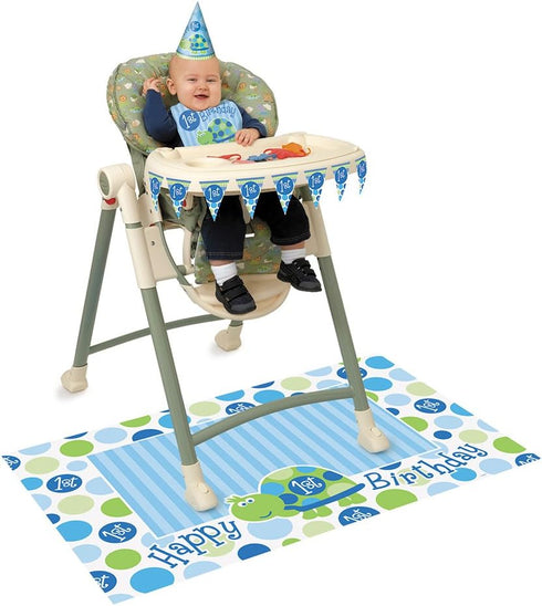Unique Party 1st 4 Birthday Turtle High Chair Kit | Blue | Pcs