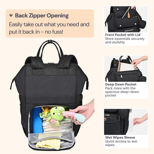 Backpack, Pack BabbleRoo Diaper Bag Multifunction Nappy Changing Bag with Changing Pad, Stroller Straps & Pacifier