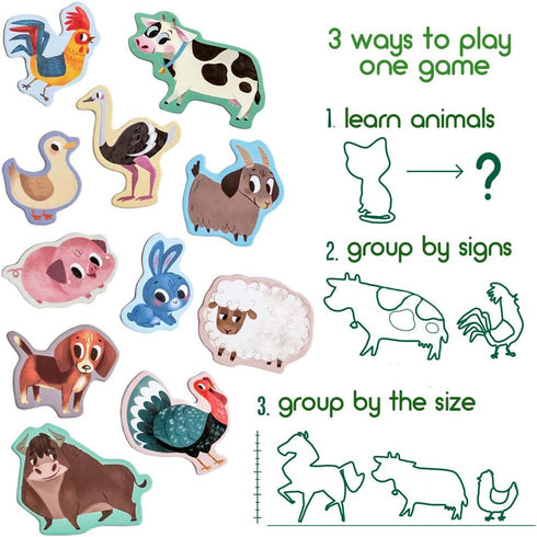 FARM Animal Magnets - Real LARGE Fridge Magnets for Toddlers, Educational Toys for 3 Year Olds