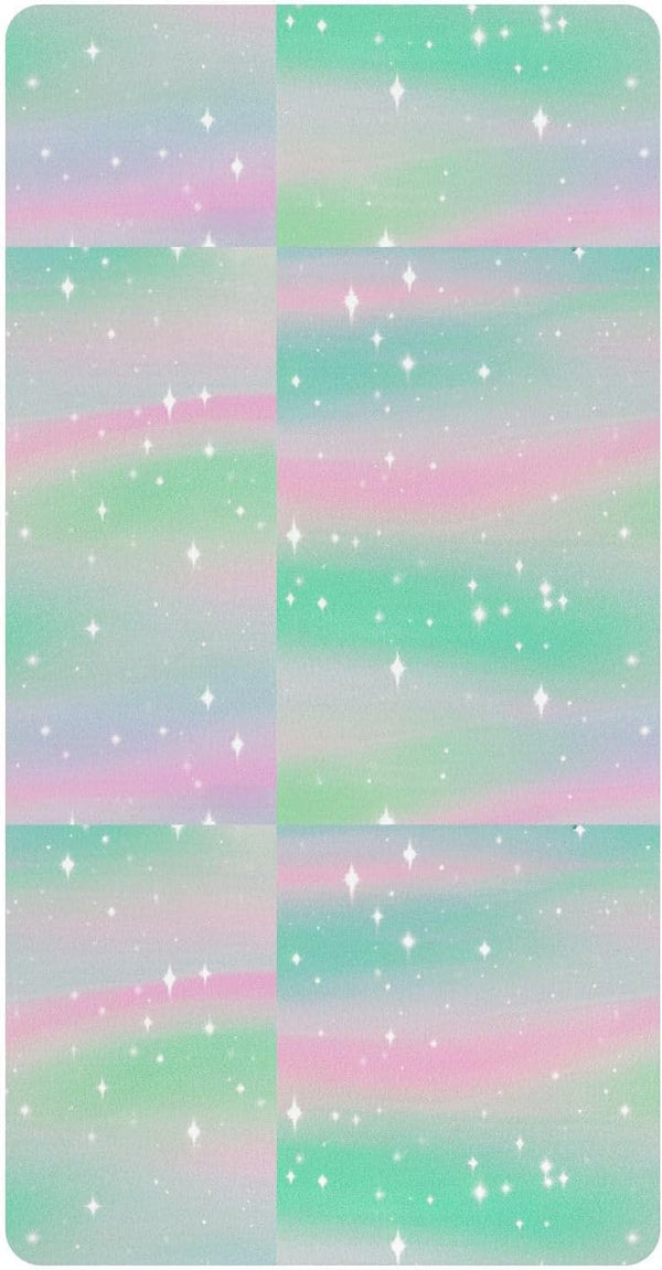 miaozhen Cotton Baby Crib Sheets Soft Stretchy Childish Star Green Peach Gradient Toddler