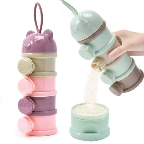 Manwetye 2 PCS 4-Layer Baby Milk Powder Dispenser, Stackable Formula Container for Travel,