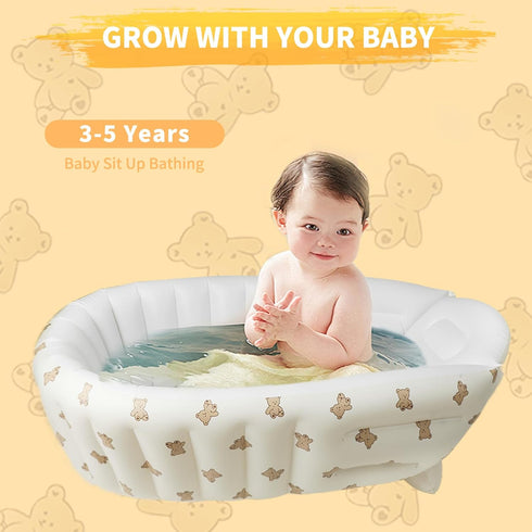 Zenflux Inflatable Baby Bathtub with Built in Pump, Collapsible Safe Baby Bathtub for Baby