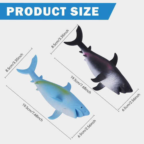 AiSiXin (2Pack) 8 Inch Shark Stress Balls Squishy Toys for Kids Adults, Shark Squishy Ball, Dough Ball, Animal Squeeze