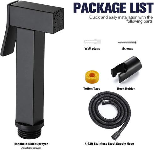 XKHLQLPEF Set Handheld Bidet Sprayer for Toilet, Black Portable Cloth Diaper Sprayer Brass Bathroom Bidet Sprayer Kit