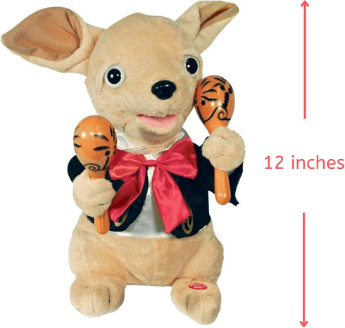 Cuddle Barn Chuey Bamba 12" Singing Chihuahua Animated Plush Toy - Shakes Maracas to La Bamba