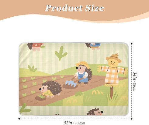 siphylline 52" 34" Cartoon Farmer Hedgehogs Green Extra Large Resuable Diaper Mats Waterproof Washable Potty Training
