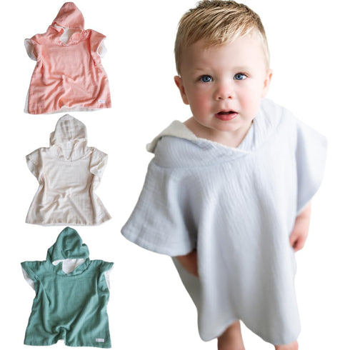 Hooded Poncho Towel for Babies, Kids, and Toddlers - Versatile Swim and