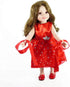 18 Inch Girl Doll Clothes and Accessories - Beautiful Red Dress with Dots Outfit