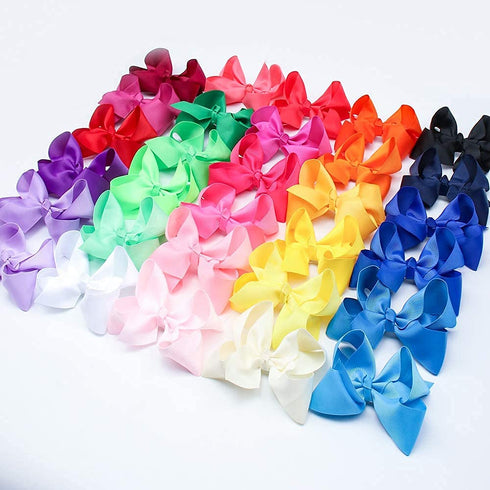 Oaoleer Hair Bows, 30 Colors 4 Inch Grosgrain Ribbon Bows with Alligator Clips for Girls and Kids