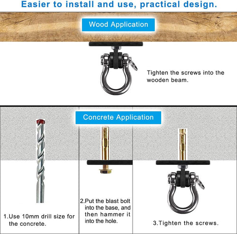 Dolibest Wall Mount Bracket, Ceiling Anchor for Home Suspension Training Kit, Gymnastic Rings, Yoga Swing