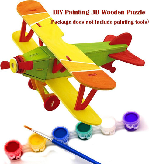 2 Packs 3D Georgie Porgy of Wooden Puzzles, DIY Models Kits for Kids, Dinosaur Animal Airplane Car Woodcraft