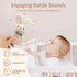 Wooden Baby Rattle, Handcrafted Crochet Bunny Rattles with Wooden Teething Ring, Organic Beige Rabbit Newborn Toy