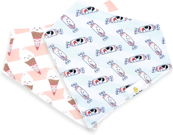 The Wee Bean Organic Cotton Bandana Bibs 2pcs Set - Baby Bandana Drool Bibs for Boys Girls Unisex, Teething and Drooling