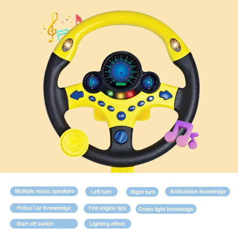 Steering Wheel Driving Toy, Simulated Electric Car Steering Wheel with Music and Sound for Kids