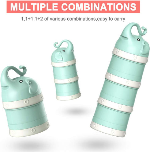Free,3 Baby Milk Powder Formula Dispenser,Large CapacityNon-Spill Twist-Lock Stackable Milk Powder Formula Container