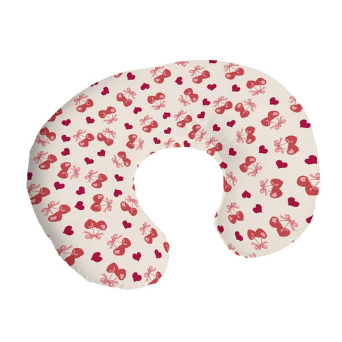 Cstdyfrv Valentine's Day Cherry Nursing Pillow Covers Pink Cherry Bows Love Heart Removable Breastfeeding Slipcover