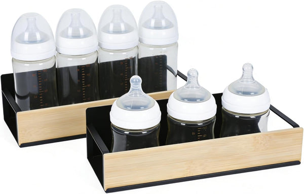 Duimbok 2 Pack Magnetic Baby Bottle Organizer, Baby Bottle Storage Rack for Refrigerator