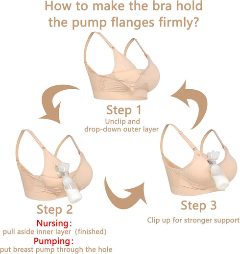 Hands-Free Nursing Bra for Large Bust - Wireless Maternity Bralette