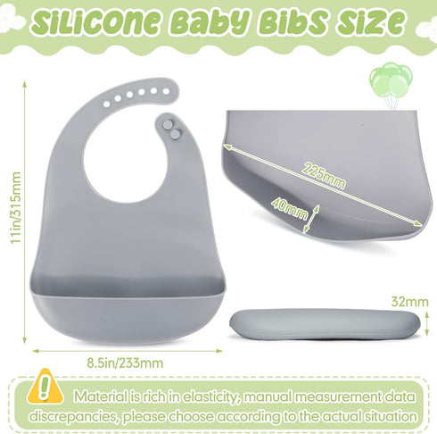 Mepase Silicone Bibs for Babies Waterproof Silicone Bibs Soft Adjustable Baby Feeding Unisex Kid Eating Supplies