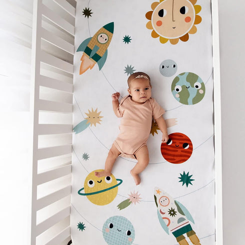 Set Rookie Humans Space Explorer Crib Sheet & Swaddle for Baby
