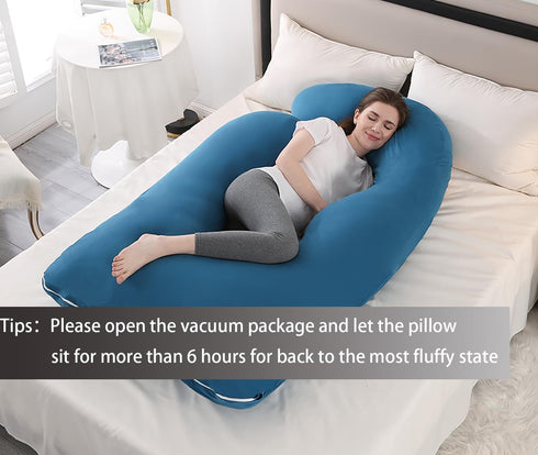 Jcickt Pillow,59 inch Pregnancy Pillow J-Shaped Full Body with Jersey Cover Easy to Remove and Wash, Support Pregnant