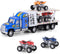 Auto Hauler Big Rig Toy Semi Truck Car Carrier 1:48 Scale with 4 ATVs Dirt Bike (Assorted Colors)
