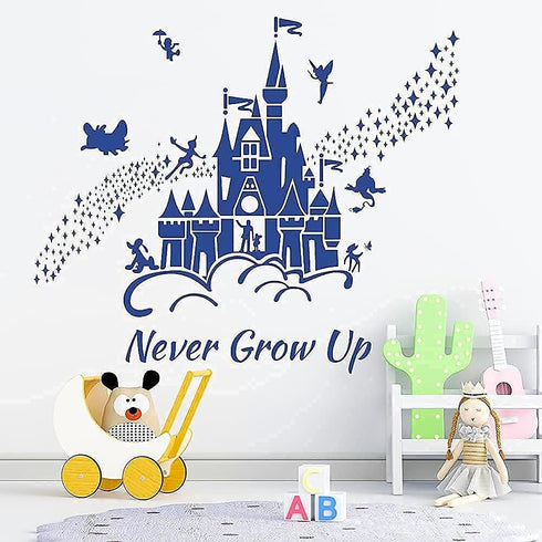 Supzone Castle Wall Stickers, Fairy Tale Castle Quotes Stars Wall Decor for Baby Nursery Room Kids Bedroom