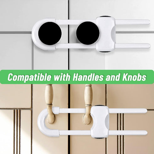 6 Packs Sliding Cabinet Locks, Modacraft Baby Proofing U-Shaped Child Safety Latches for Handles