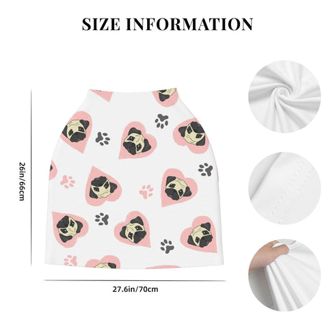 Schgap Cute Pugs Hearts Car Seat Cover Canopy for Babies, Nursing Cover Breastfeeding Baby Carrier Covers Carseat