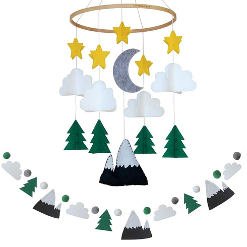 Baby Crib Mobile Wooden Hanging Nursery Baby Mobile for Crib, Nursery Decor