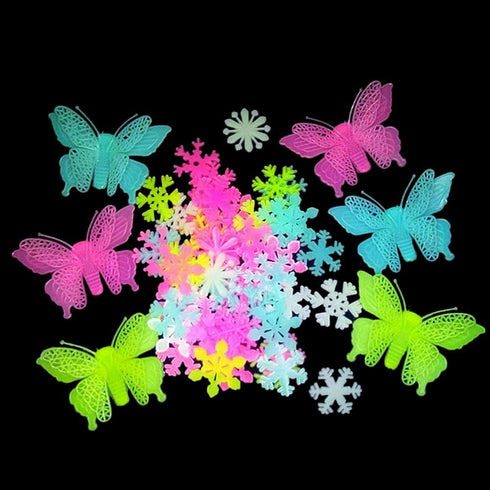 Kiddale 307 Pcs Glow in Dark Stars, Moon, Snowflake, and Butterfly Wall Stickers for Kids Bedroom Decor Kit