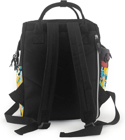 OUSIKA Backpack Daypacks Bright Colors and Yellow Camouflage Print Diaper Bag Multifunction Laptop Travel Large Nappy