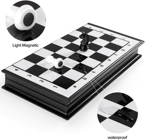 Travel Chess Sets: Magnetic Folding Board Games with Instructions for Teens, Family, Educational Toys, 9.5 Inch
