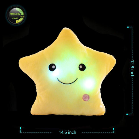 Creative Twinkle Star Shaped Plush Pillow, LED Night Light Glowing Cushions for Kids, Plush Stuffed Toys Gifts and