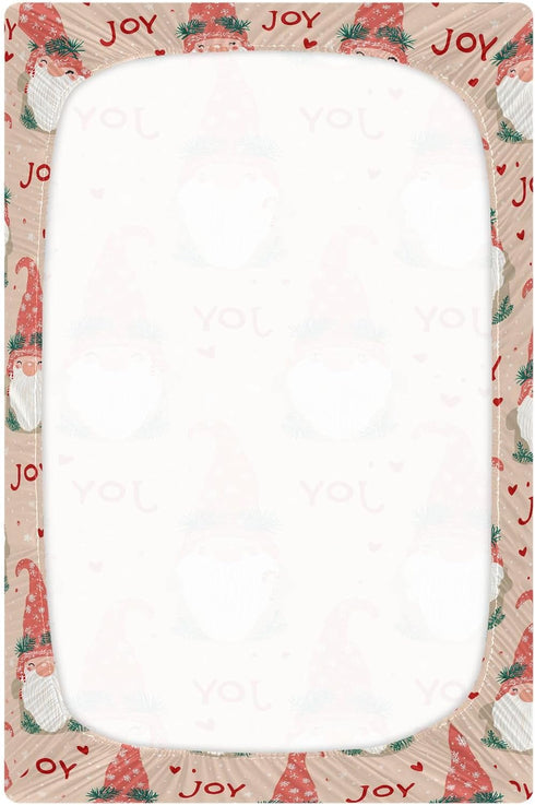 Sheet,52x28IN Pfrewn Christmas Crib Sheets for Boys Girls Gnome Cute Elf Heart Joy Fitted Crib Sheet Fits Standard Crib