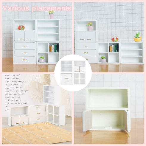Wooden Display Cabin Miniature Furniture - Dollhouse Kit for Dollhouse Furniture (White, 12)