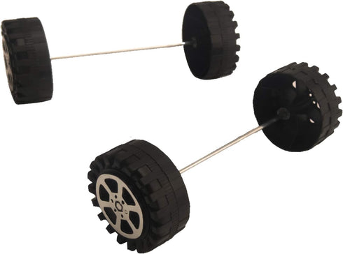 EUDAX 50pcs Plastic Roll 2mm Dia Shaft Toys Wheel & 25Pcs STEM Shaft Round Rod Axles for DIY Toy Models