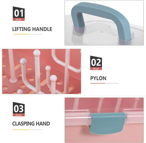 Bottle Drying Rack with Lid and Pacifier Storage Rack, Bottle Drainer Organizer for Home, Dustproof Dinnerware