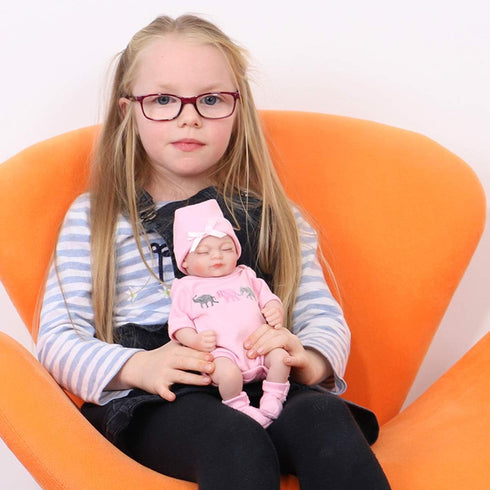 ENADOLL Reborn Baby Doll Realistic Silicone Vinyl Baby Girl 10 inch Lifelike Doll Gift Set for Ages 3+ (Close Eyes Girl)