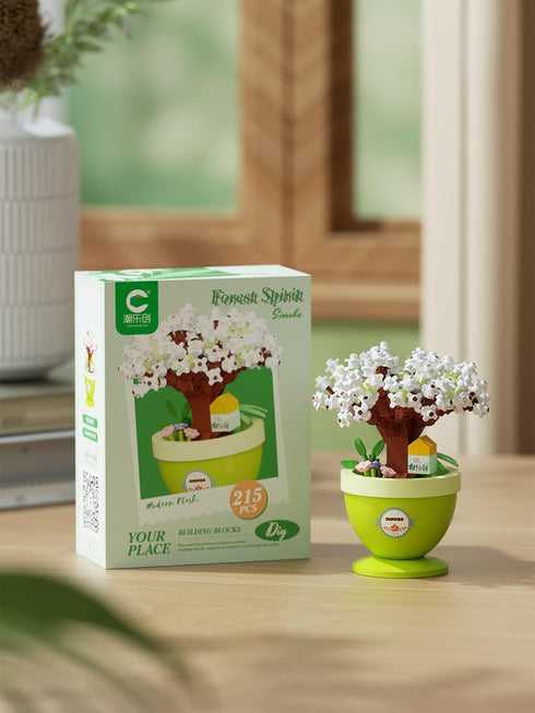 Jollcnoia Set Pear Moon Mini Bonsai Tree Micro Building Building Toy Plant Cherry Tree Flower Collection Decor for Home