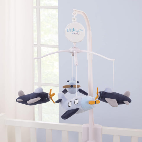 Navy Plush Airplane Musical Mobile - Soar High with Little Love