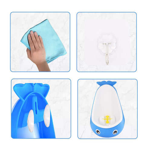 DEEZOMO Whale Potty Training Urinal for Boys with Funny Aiming Target , Toddler Boy Toilet Pee Trainer - Blue