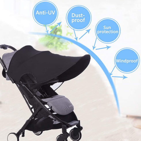 Baby Stroller Sun Shade with Mosquito Net Sun Shield Anti-UV Toddlers Stroller Canopy Summer Pram Sunshade Awning Breathable Pushchair Buggy Sun Rain Cover for Car Seat Jogger Accessories