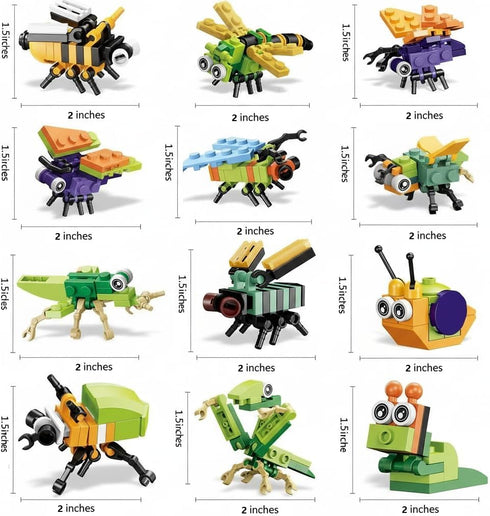 12 Pack Sets 6-12yrs BRICHBROW Party Favors for Kids - Animals Building Blocks for Goodie Bags Stocking Stuffers
