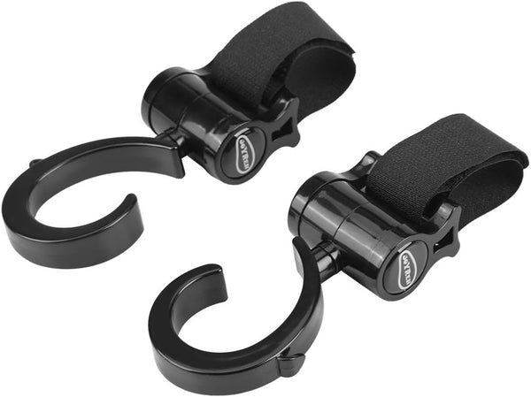 Fdit 2Pcs Stroller Hooks, ABS Plastic 360° Rotation Baby Stroller Pushchair Hooks for Diaper Bags