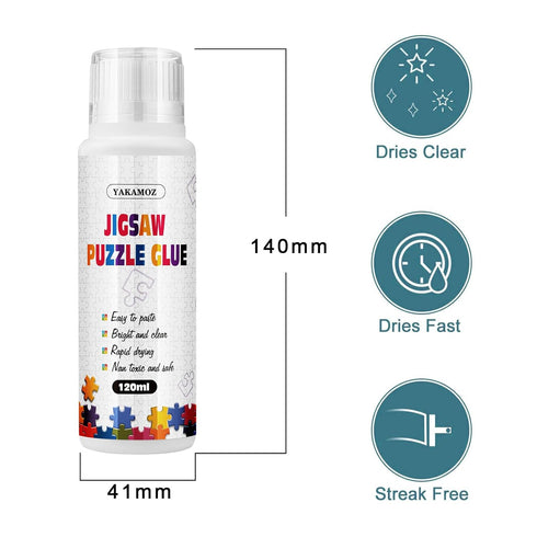YAKAMOZ - Updated Jigsaw Puzzle Glue with Sponge Head - Clear Water-Soluble Craft Glue for 1000/1500/3000 Pieces